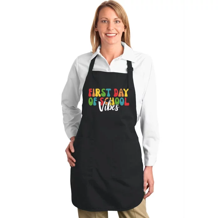 First Day Of School Vibes Full-Length Apron With Pocket