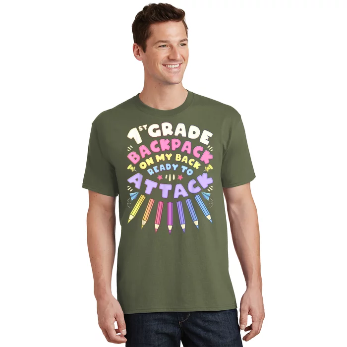 First Day Of School 1st Grade Girl Colored Pencils First T-Shirt