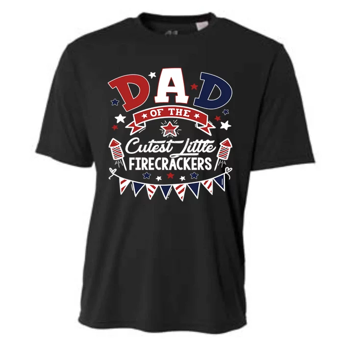 Funny Dad Of The Little Firecracker American Flag Fireworks Gift Cooling Performance Crew T-Shirt