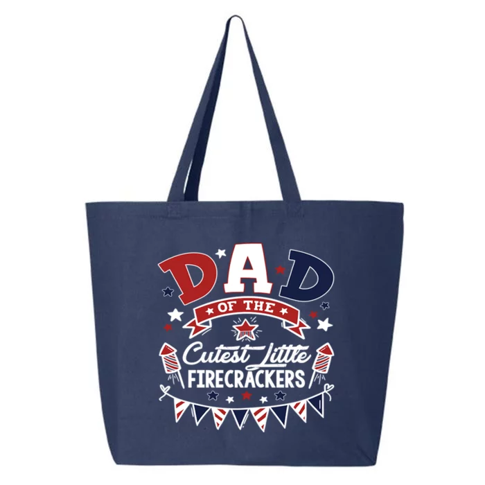 Funny Dad Of The Little Firecracker American Flag Fireworks Gift 25L Jumbo Tote