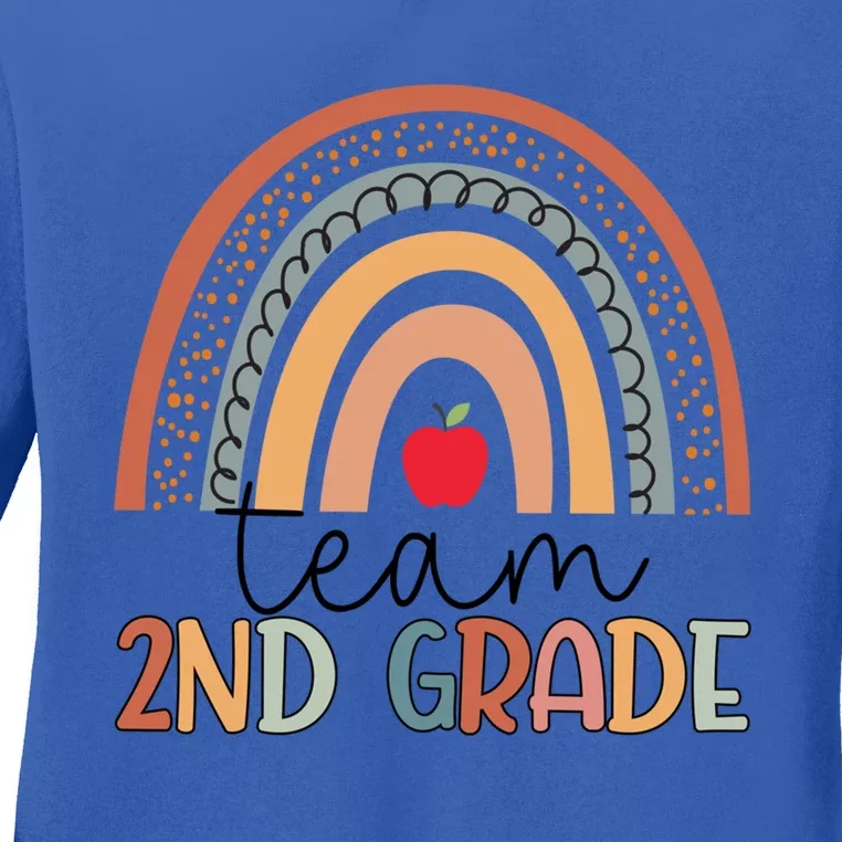 First Day Of 2Nd Grade Teacher Rainbow Team Second Grade Great Gift Ladies Long Sleeve Shirt