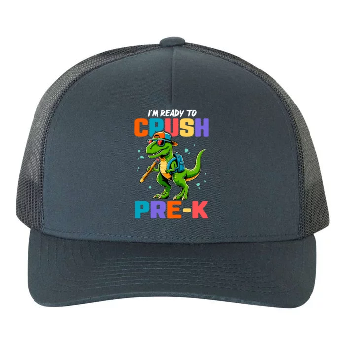 First Day Of Prek Boy Dinosaur Back To School Yupoong Adult 5-Panel Trucker Hat