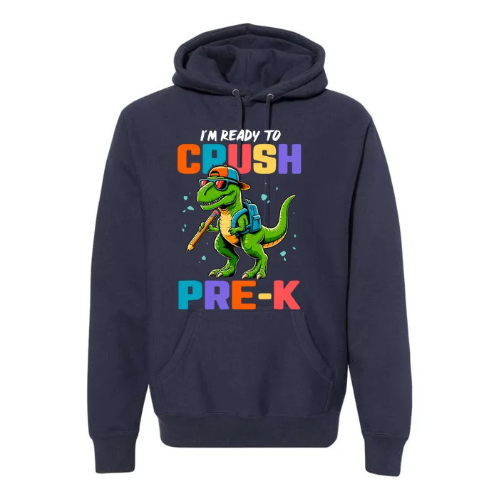 First Day Of Prek Boy Dinosaur Back To School Premium Hoodie