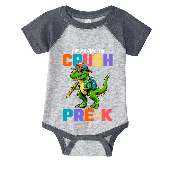 First Day Of Prek Boy Dinosaur Back To School Infant Baby Jersey Bodysuit