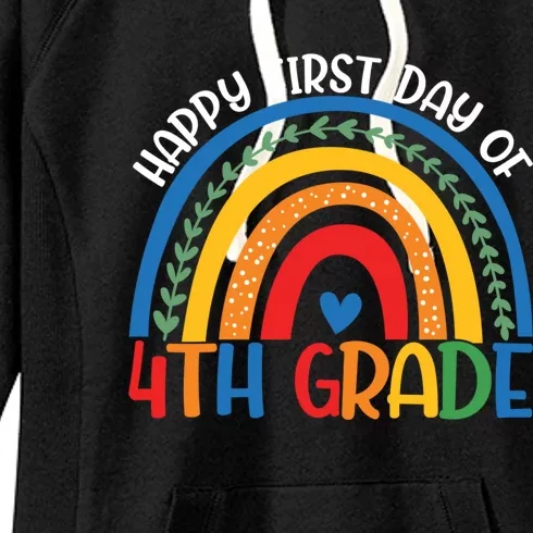 First Day Of 4Th Grade Teacher Rainbow Hello Fourth Grade Funny Gift Women's Fleece Hoodie