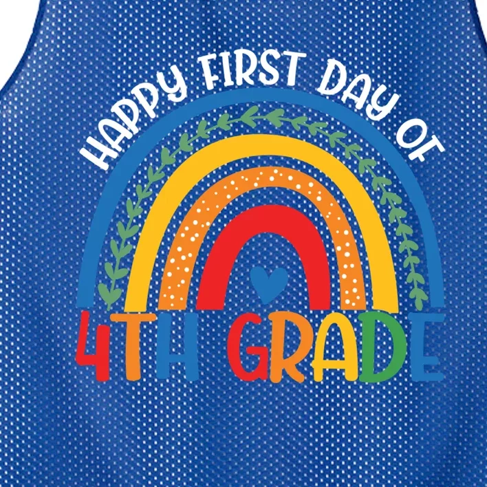 First Day Of 4Th Grade Teacher Rainbow Hello Fourth Grade Funny Gift Mesh Reversible Basketball Jersey Tank