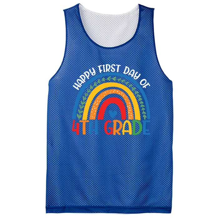 First Day Of 4Th Grade Teacher Rainbow Hello Fourth Grade Funny Gift Mesh Reversible Basketball Jersey Tank