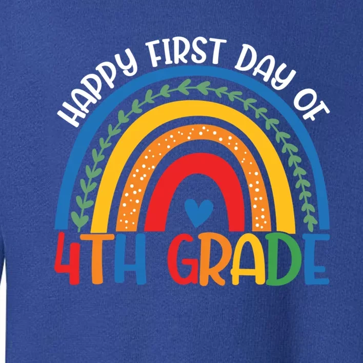 First Day Of 4Th Grade Teacher Rainbow Hello Fourth Grade Funny Gift Toddler Sweatshirt