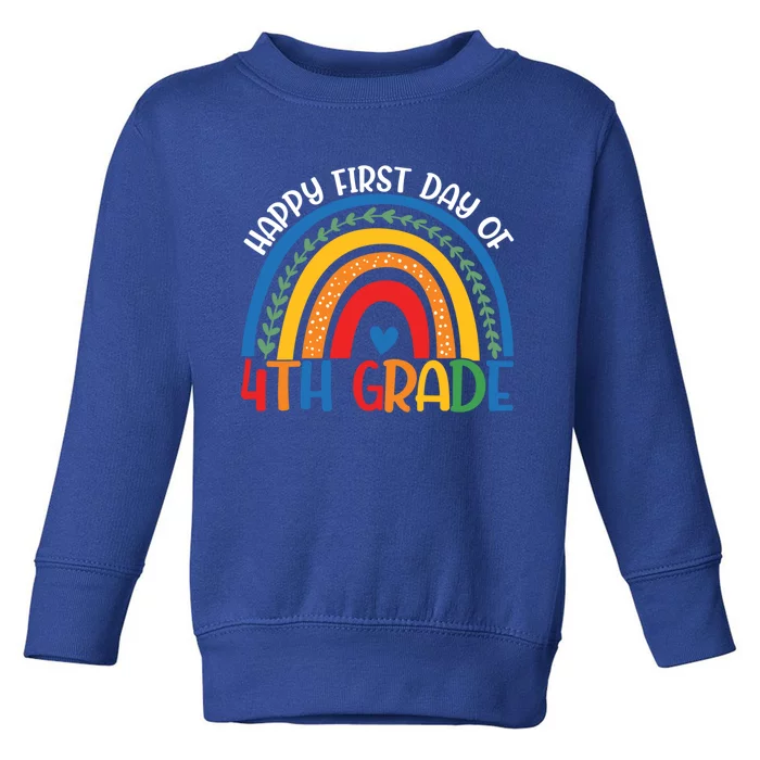 First Day Of 4Th Grade Teacher Rainbow Hello Fourth Grade Funny Gift Toddler Sweatshirt