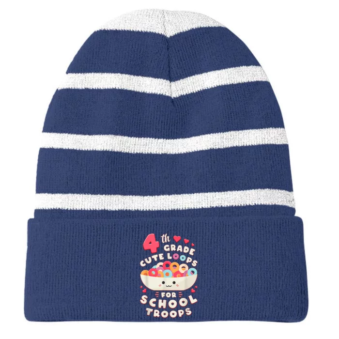 First Day Of 4th Grade Girl Back To School Fourth Grade Cute Striped Beanie with Solid Band