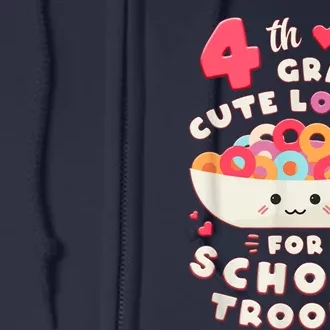 First Day Of 4th Grade Girl Back To School Fourth Grade Cute Full Zip Hoodie