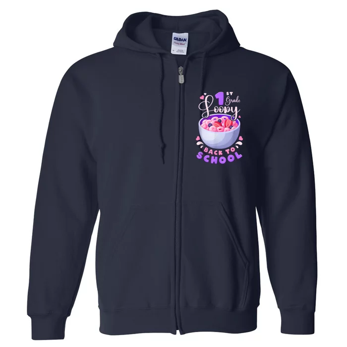 First Day Of 1st Grade Girl Back To School First Grade Cute Full Zip Hoodie