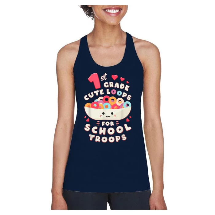 First Day Of 1st Grade Girl Back To School First Grade Cute Women's Racerback Tank