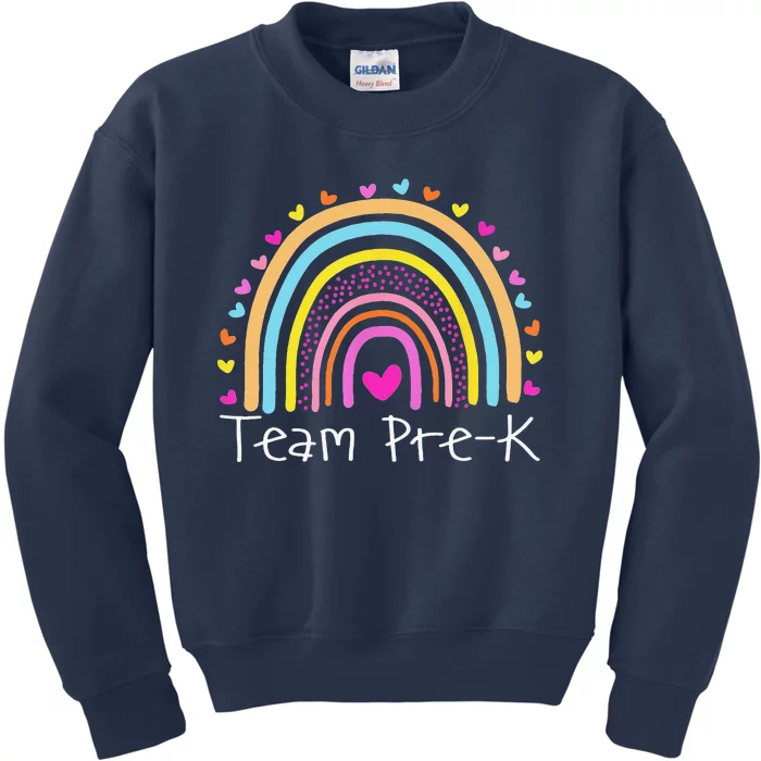 First Day Of Team PreK Squad Crew Preschool Teacher Rainbow Kids Sweatshirt