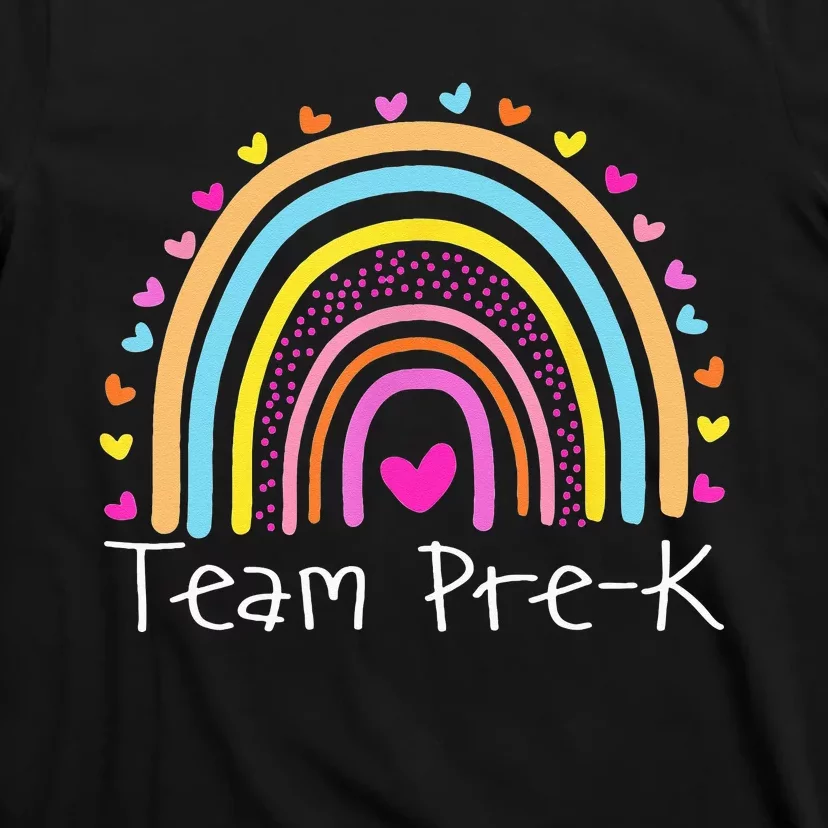 First Day Of Team PreK Squad Crew Preschool Teacher Rainbow T-Shirt