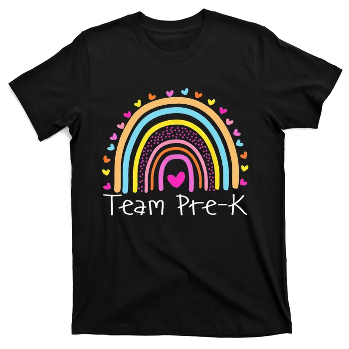 First Day Of Team PreK Squad Crew Preschool Teacher Rainbow T-Shirt