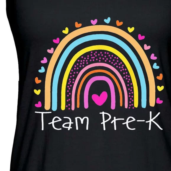 First Day Of Team PreK Squad Crew Preschool Teacher Rainbow Ladies Essential Flowy Tank