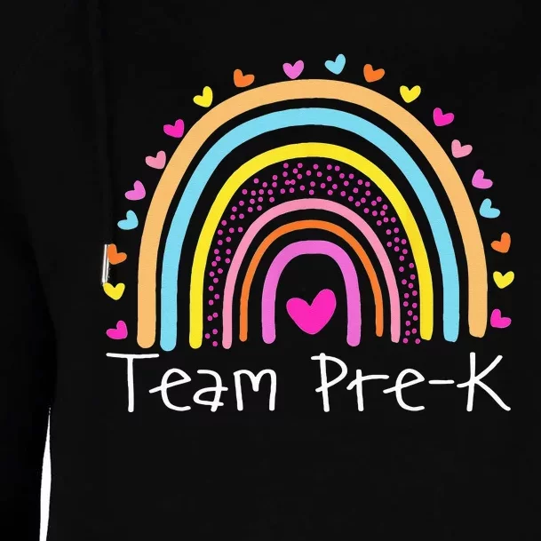 First Day Of Team PreK Squad Crew Preschool Teacher Rainbow Womens Funnel Neck Pullover Hood