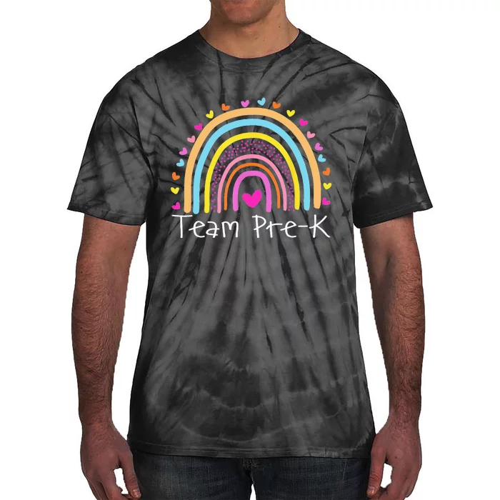 First Day Of Team PreK Squad Crew Preschool Teacher Rainbow Tie-Dye T-Shirt