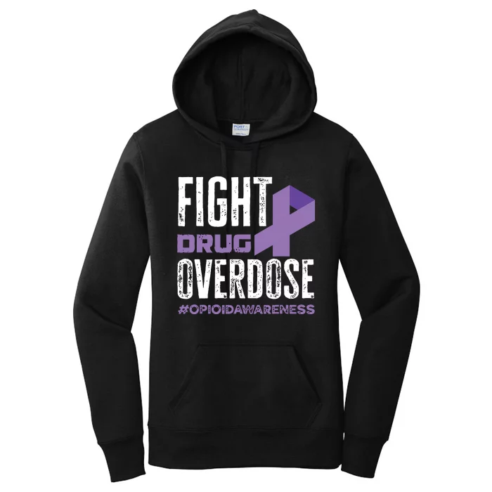 Fight Drug Overdose Pruple Ribbon Opioid Overdose Awareness Women's Pullover Hoodie