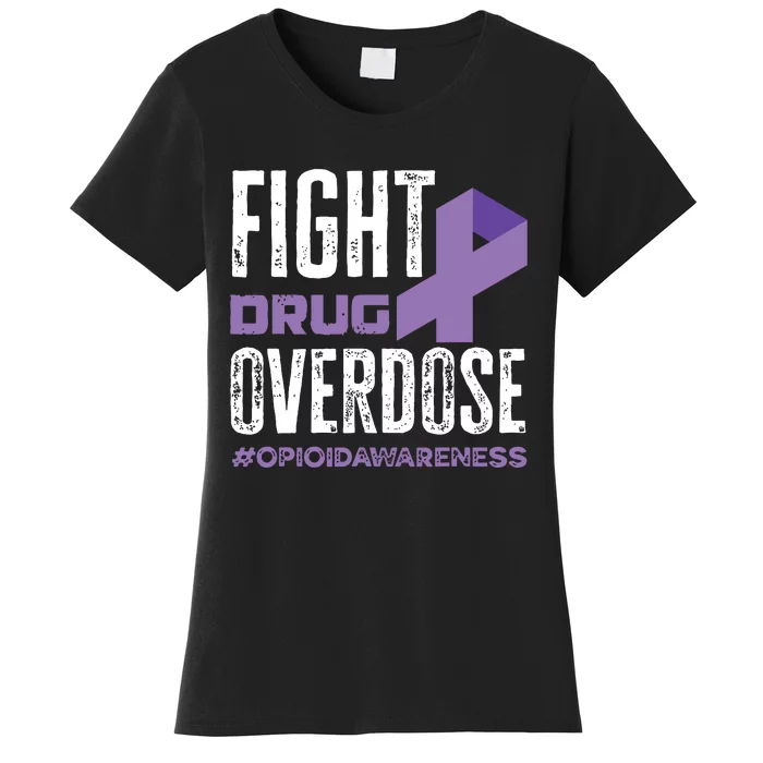 Fight Drug Overdose Pruple Ribbon Opioid Overdose Awareness Women's T-Shirt