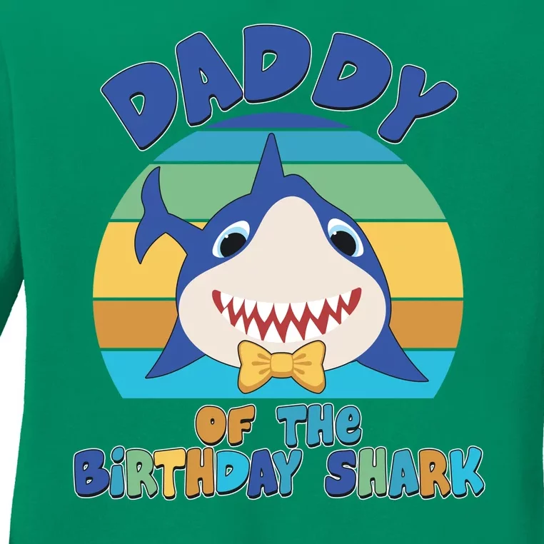 Funny Daddy Of The Birthday Shark Ladies Long Sleeve Shirt