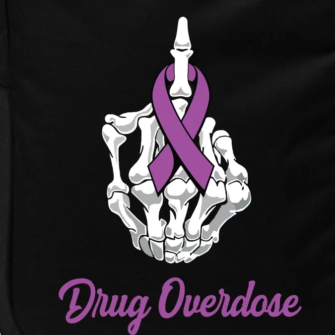 Fuck Drug Overdose Skeleton Hand Purple Ribbon Warrior Impact Tech Backpack