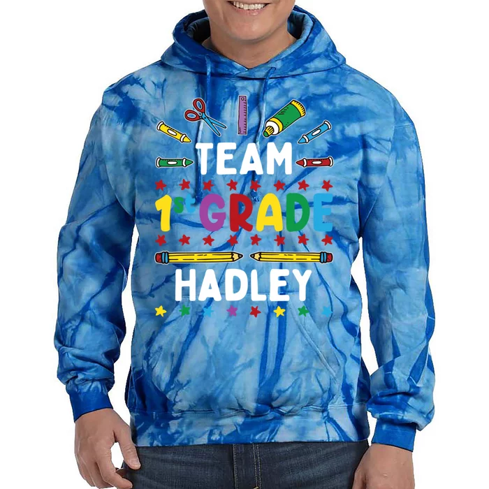 First Day Of School Team 1St Grade Hadley Name Group Gift Tie Dye Hoodie