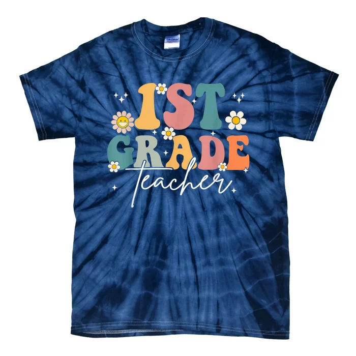 First Day Of 1st Grade Teacher Team Groovy Back To School Tie-Dye T-Shirt