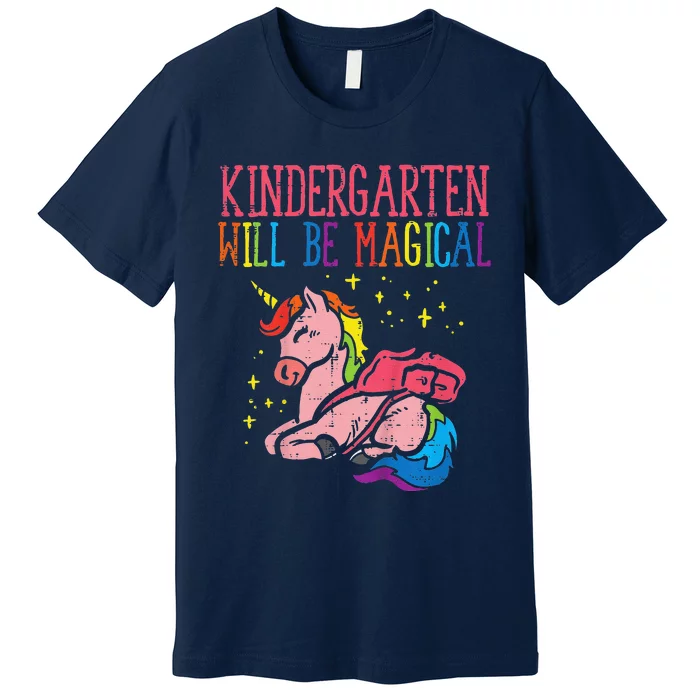 First Day Of Kindergarten Magical Unicorn Back School Premium T-Shirt