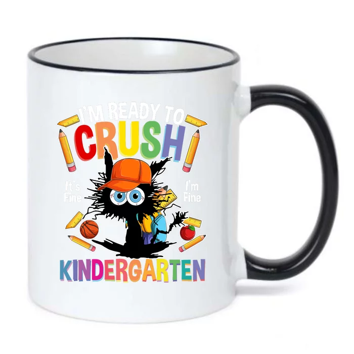 First Day Of Kindergarten Back To School Ready To Crush Kindergarten Black Cat Black Color Changing Mug