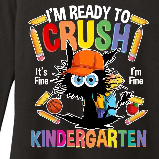 First Day Of Kindergarten Back To School Ready To Crush Kindergarten Black Cat Womens CVC Long Sleeve Shirt