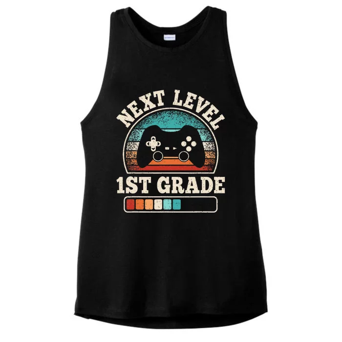 First Day Of 1st Grade Gaming School Outfit Teacher Student Ladies Tri-Blend Wicking Tank