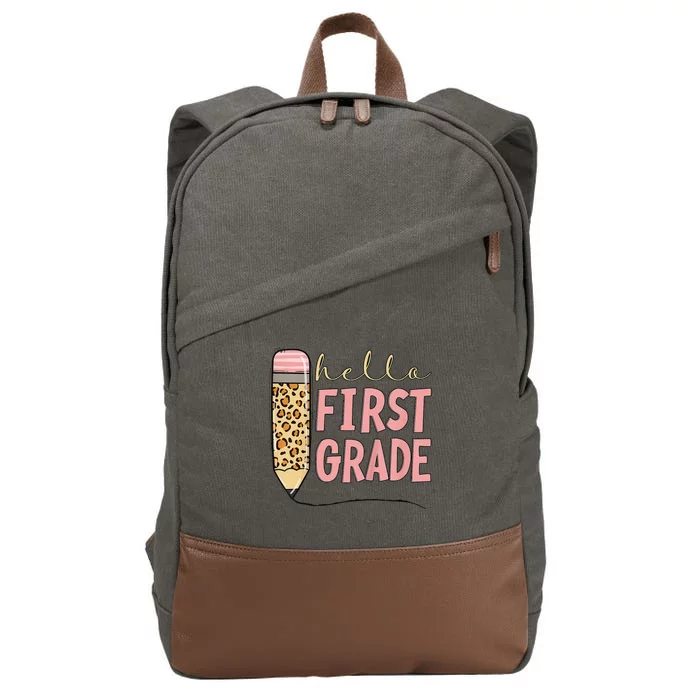 First Day Of School Back To School Hello First Grade Cotton Canvas Backpack