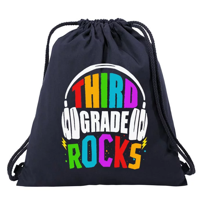 First Day Of 3rd Grade Rocks Back To School Teacher Drawstring Bag