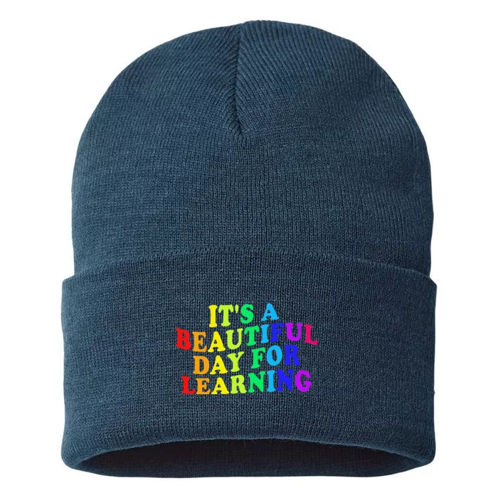 First Day Of School Gift Teacher Students Rainbow Colorful Sustainable Knit Beanie