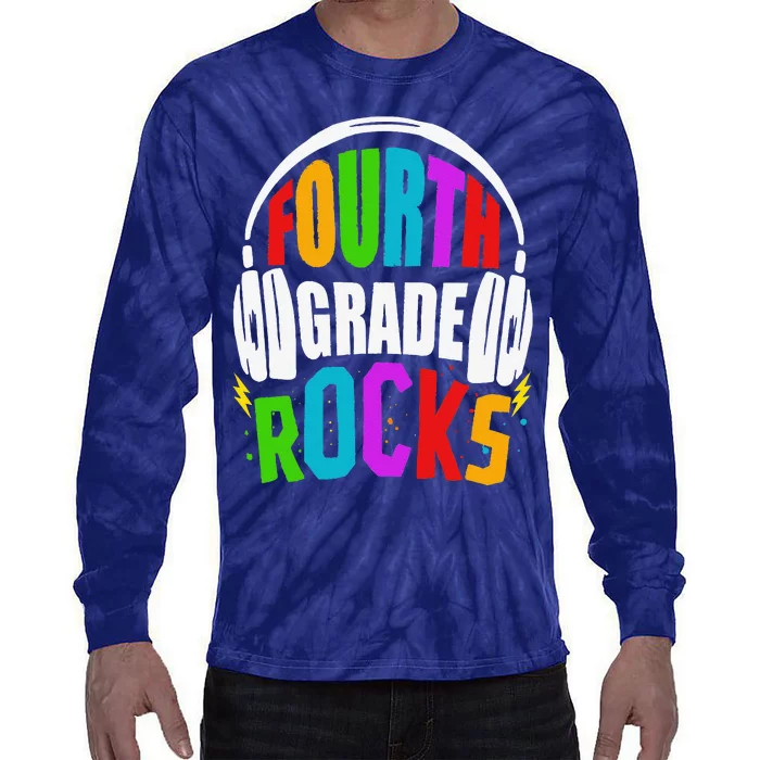 First Day Of 4th Grade Rocks Back To School Teacher Tie-Dye Long Sleeve Shirt