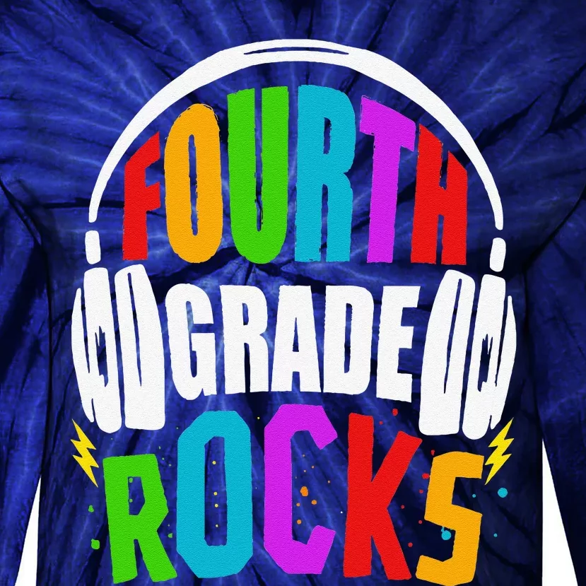 First Day Of 4th Grade Rocks Back To School Teacher Tie-Dye Long Sleeve Shirt