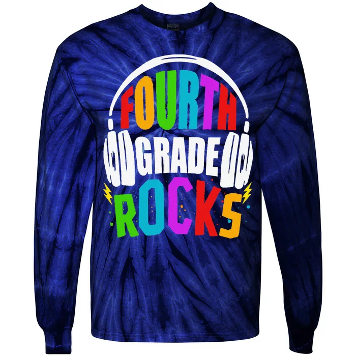 First Day Of 4th Grade Rocks Back To School Teacher Tie-Dye Long Sleeve Shirt