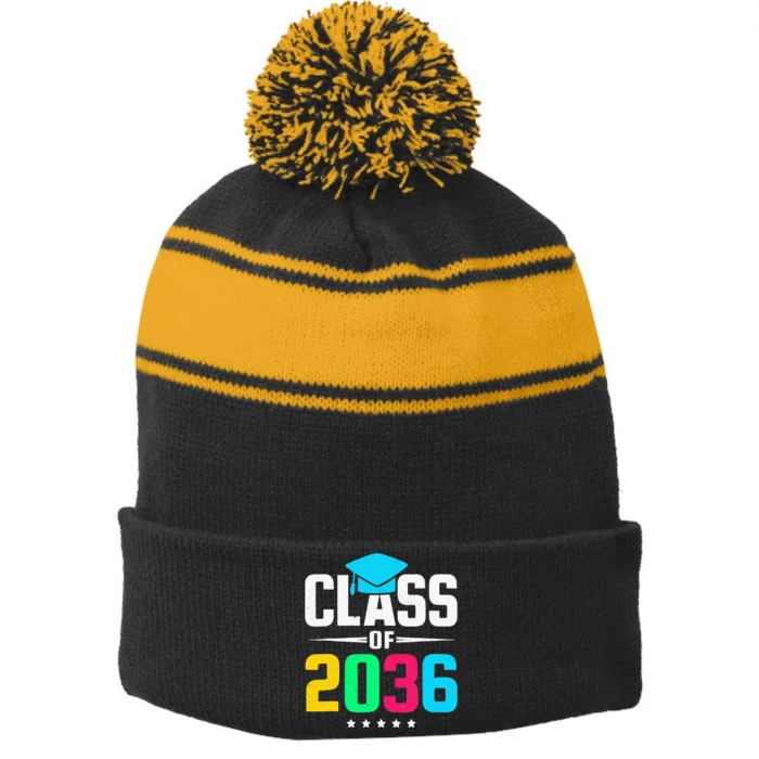 First Day Of School Class Of 2036 Future Graduates Stripe Pom Pom Beanie