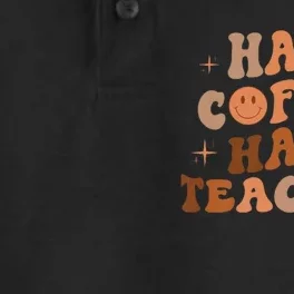 First Day Of School Half Coffee Half Teachers, Retro Gift For Teacher Dry Zone Grid Performance Polo