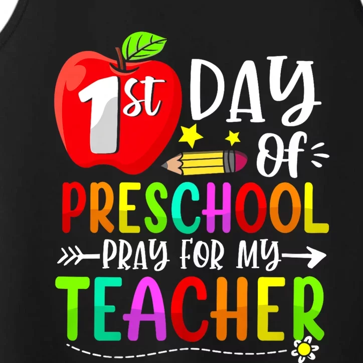 First Day Of Preschool Pray For My Teacher Back To School Performance Tank