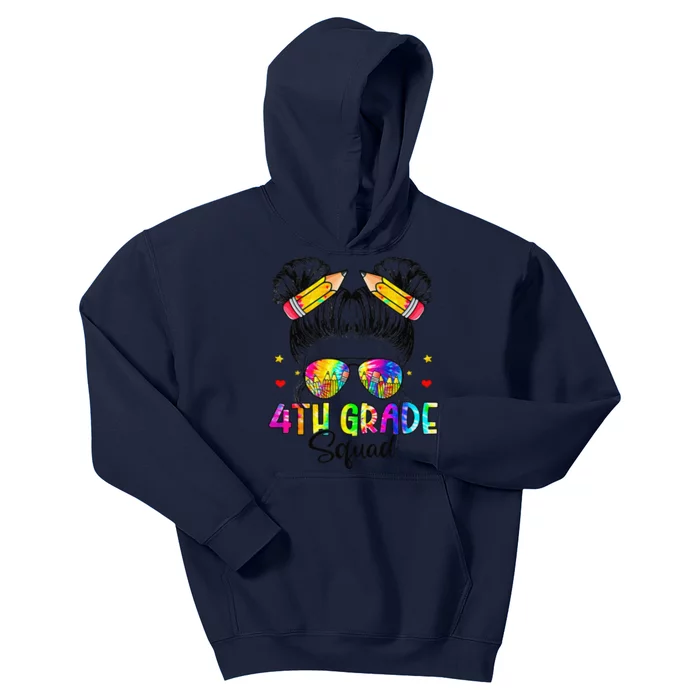 First Day Of 4th Grade Squad Messy Bun Back To School Kids Hoodie