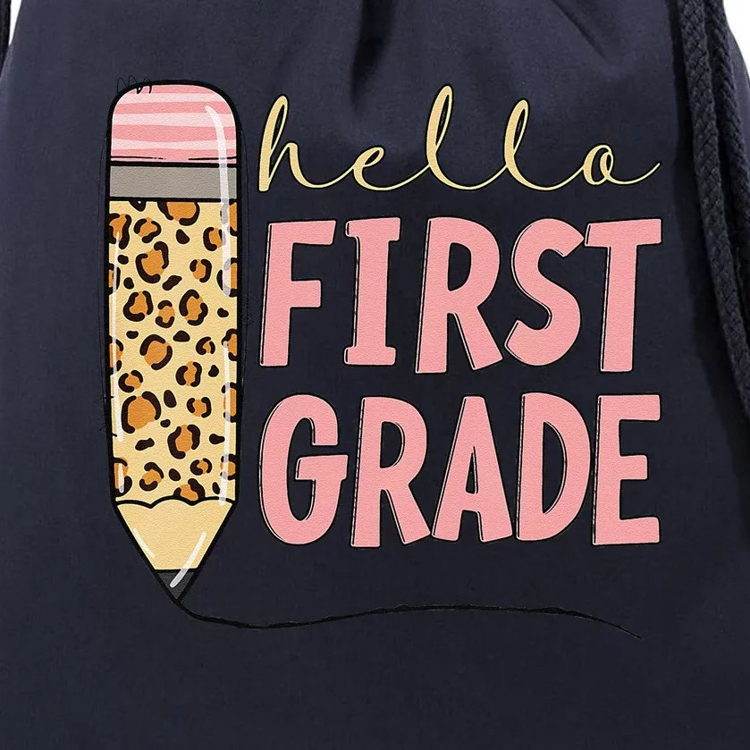 First Day Of School Back To School Hello First Grade Drawstring Bag