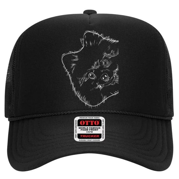 Funny Dog Pomeranian High Crown Mesh Trucker Hat