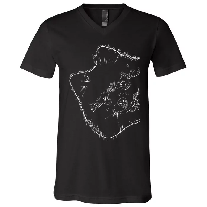 Funny Dog Pomeranian V-Neck T-Shirt