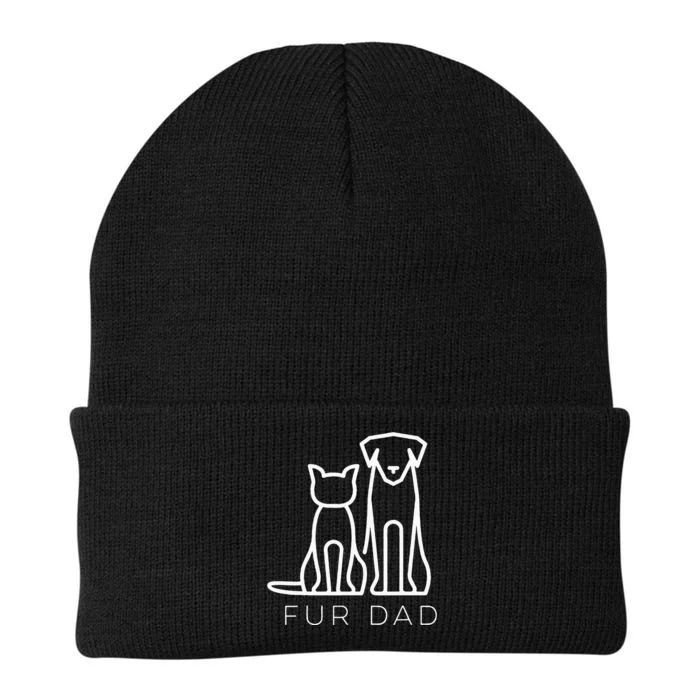 Fur Dad Pet Lover Cat Dog Dad Husband Funny Fathers Day Knit Cap Winter Beanie