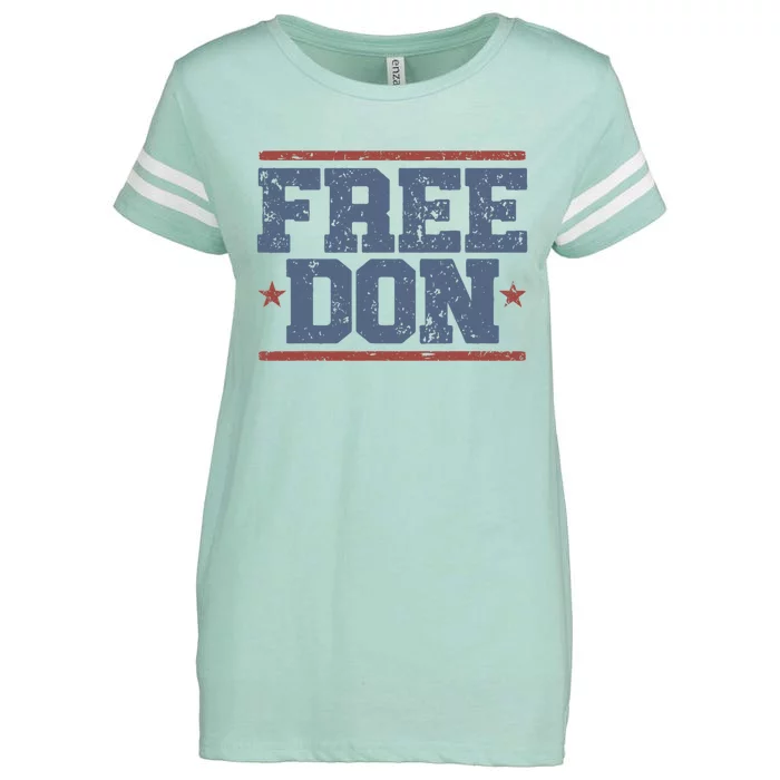 Free Don Pro Trump 2024 Republican Support For Freedom Enza Ladies Jersey Football T-Shirt