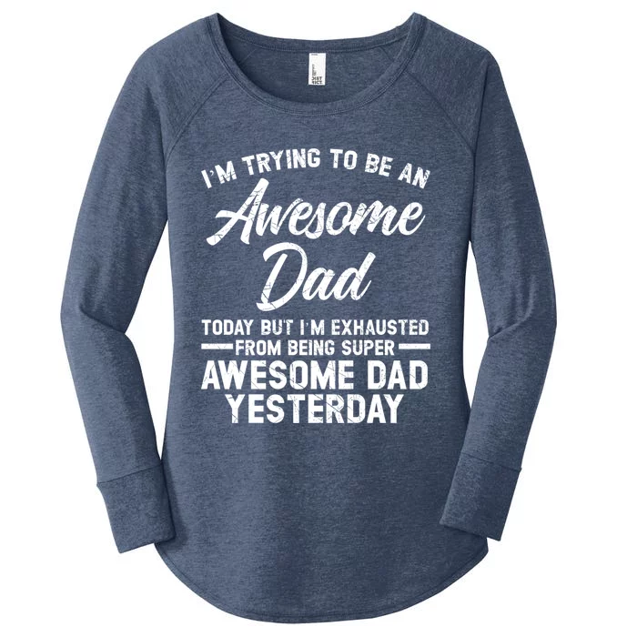 Fathers Day Papa Best Dad Ever Fatherhood Daddy Cool Gift Women's Perfect Tri Tunic Long Sleeve Shirt