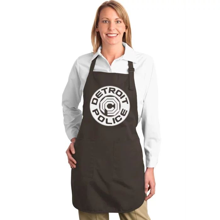 Futuristic Detroit Police Logo Emblem Full-Length Apron With Pocket